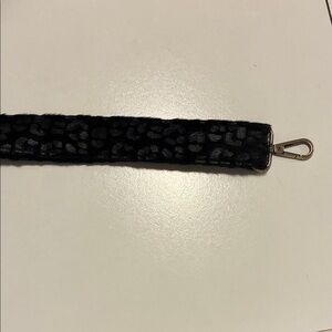 Black Leopard Print Bag Strap with Gold Hardware